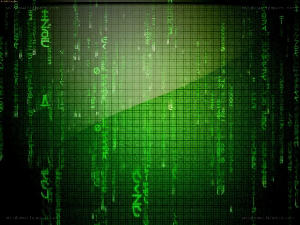 green digital code rain