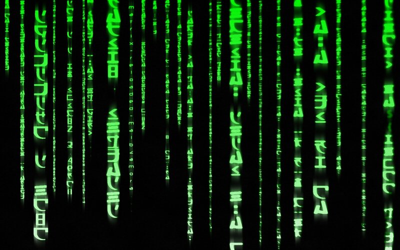 green digital code rain