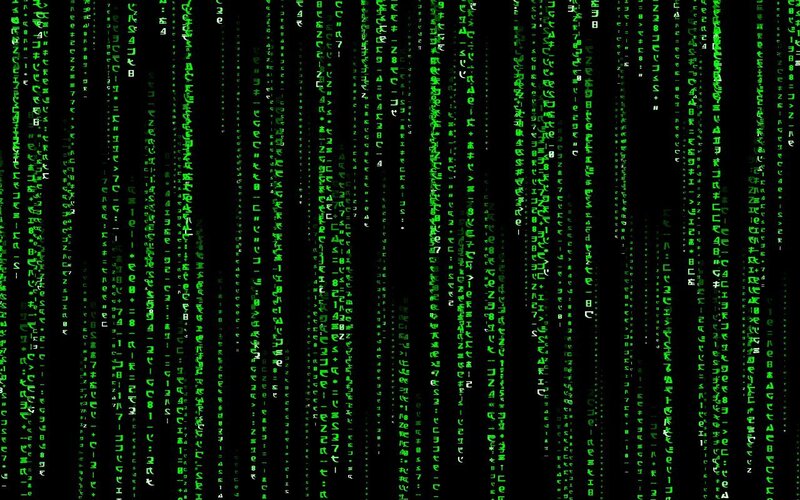 Green Digital Code Rain — Black, Dramatic, Digital Art, Digital Code