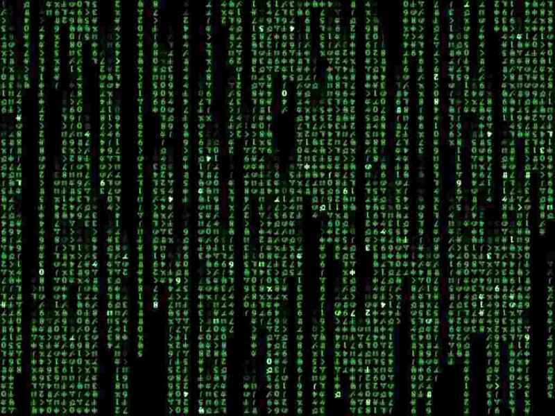 Green Digital Code Rain — Black, Technological, Mysterious, Digital Art