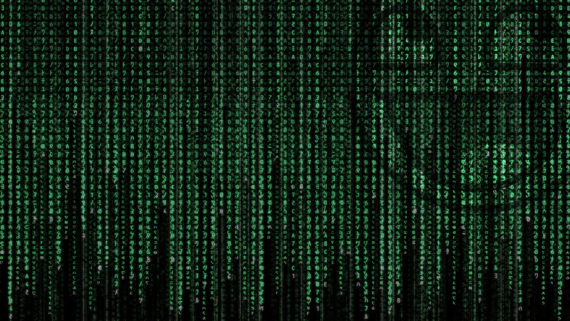 Green Digital Code Rain — Dramatic, Digital Art, Digital Matrix, Black Background