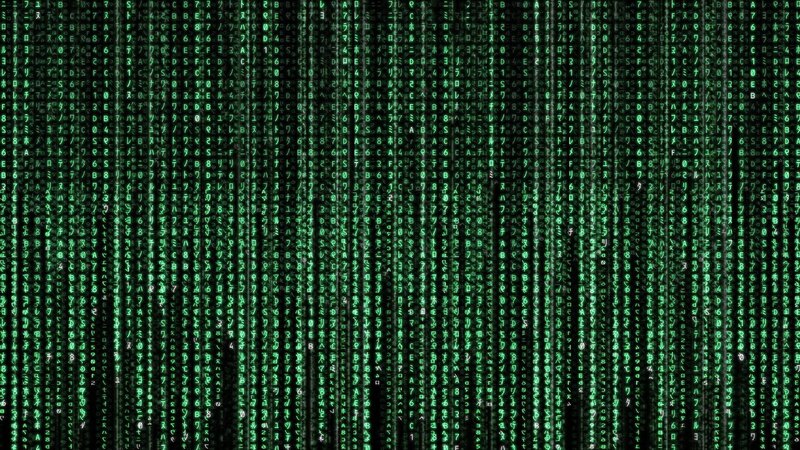 Green Digital Code Rain — Green Text