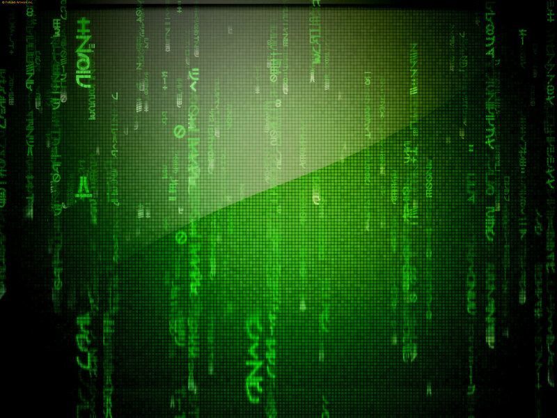 green digital code rain