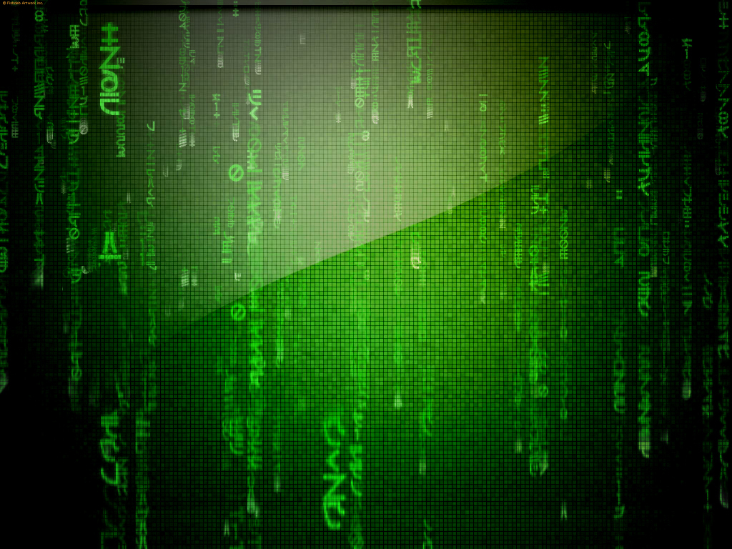 green digital code rain