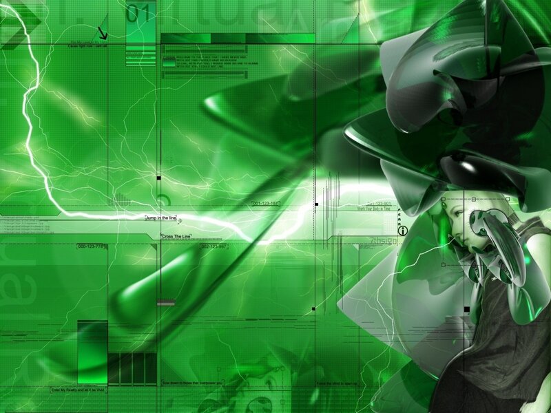 green digital cyberpunk scene