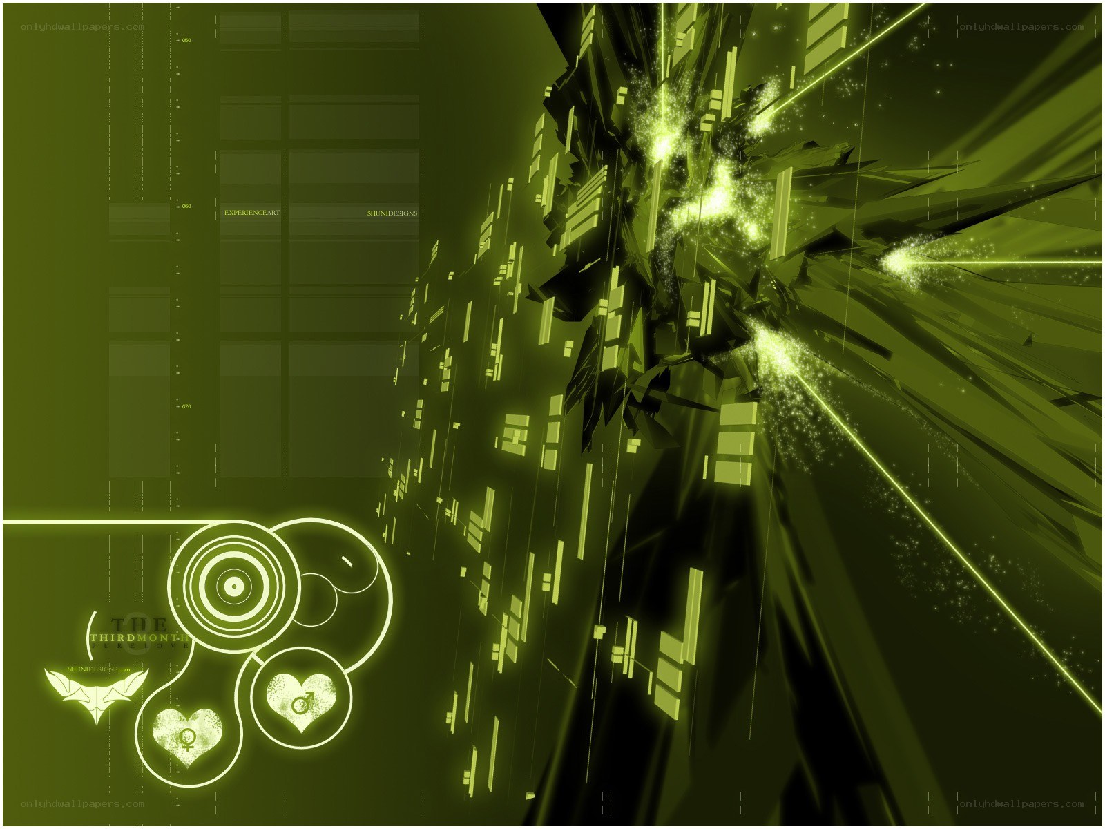 green digital explosion wallpaper