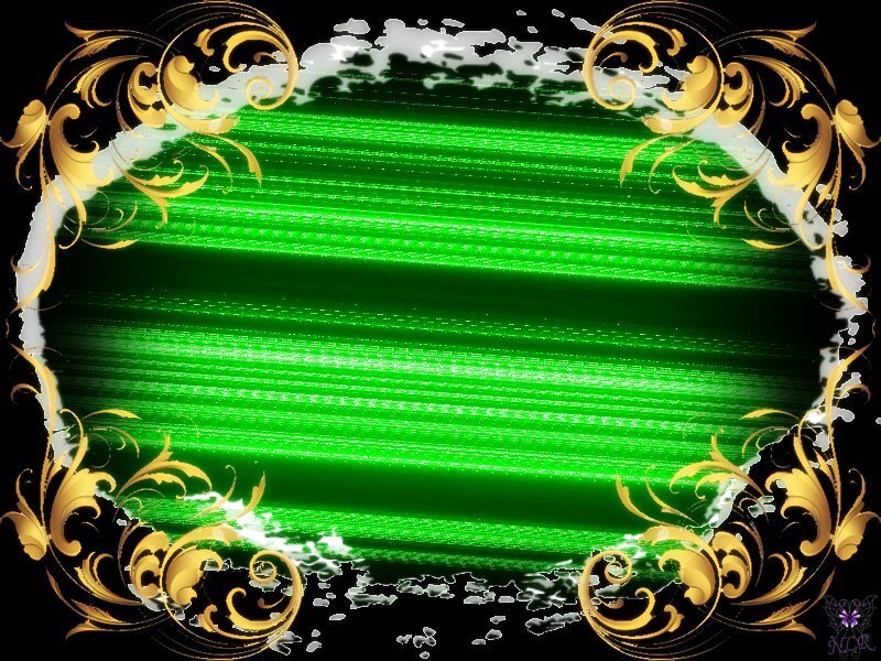 green digital frame with gold ornament
