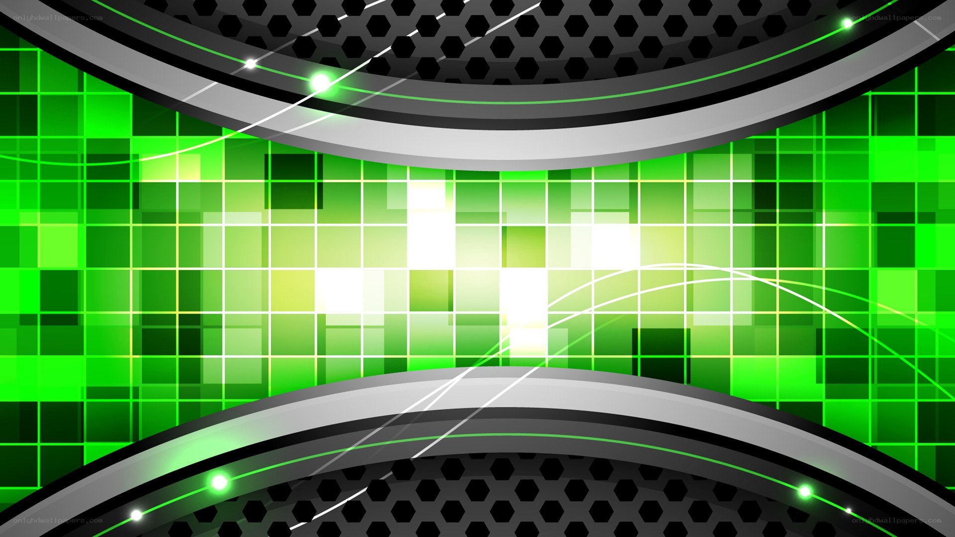 green digital grid background
