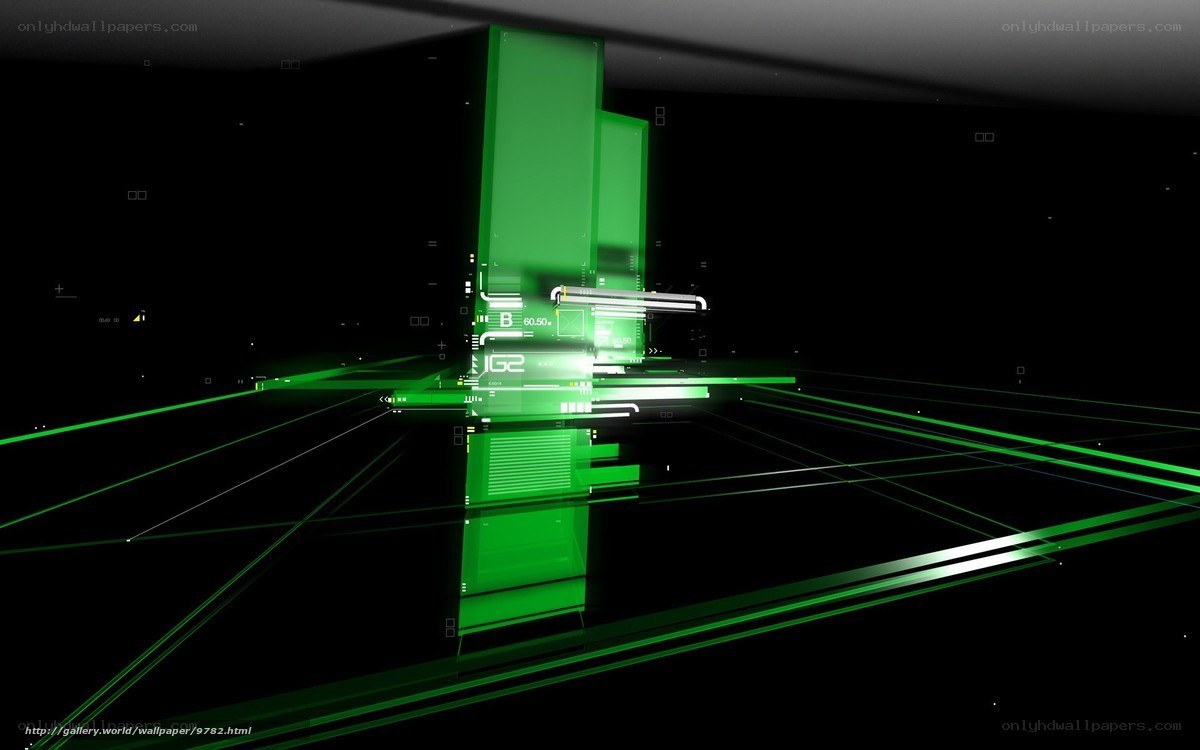 green digital grid scene