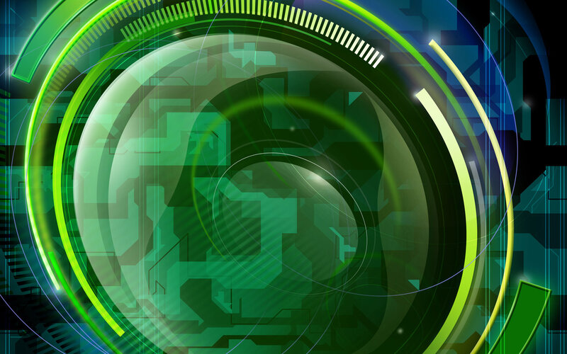 Green Digital Interface — Futuristic, Digital Art, Circles