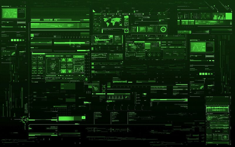 Green Digital Interface — Technological, Digital Art, Data Panels, Graphs