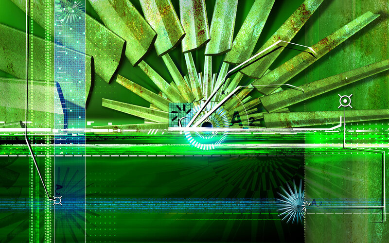 Green Digital Interface — Technological, Digital Art, Digital Grid