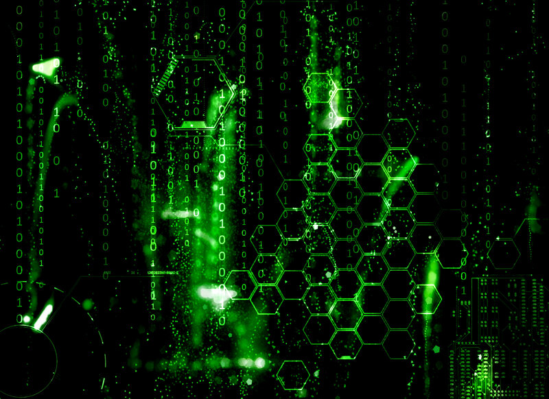 Green Digital Matrix — Technological, Digital Art, Binary Code