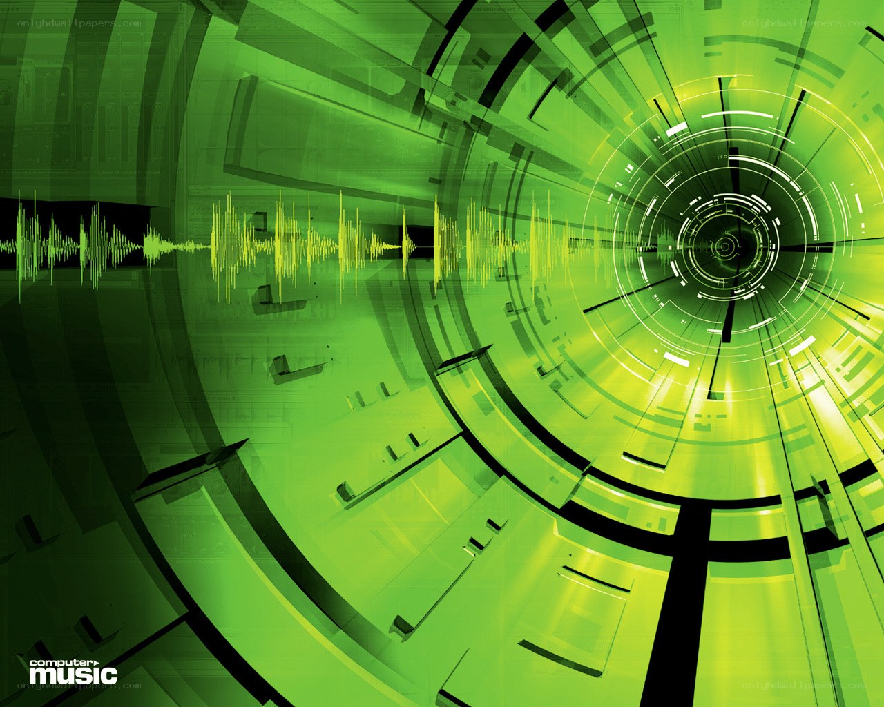 green digital music tunnel