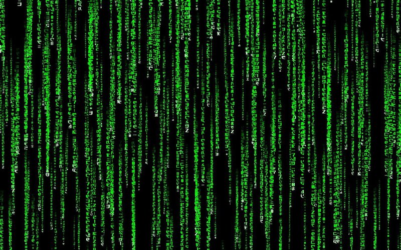 Green Digital Rain — Black, Dramatic, Digital Art, Digital Code, Black Background
