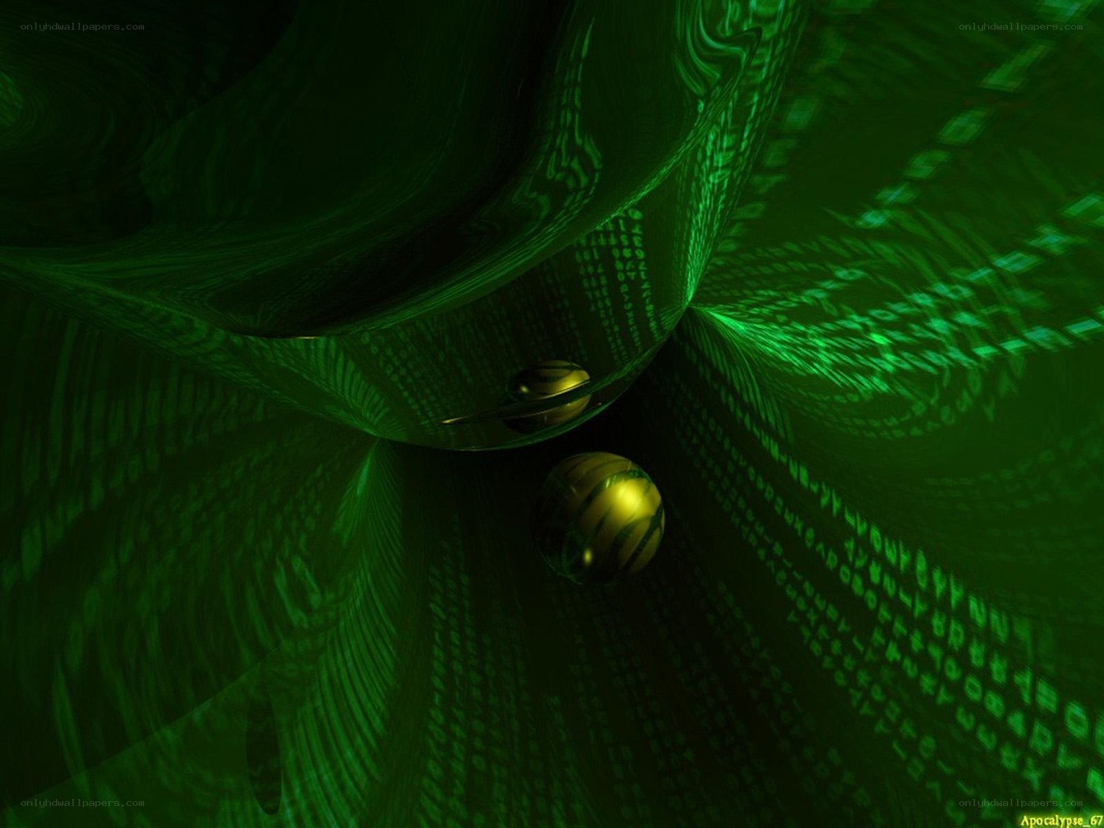 green digital tunnel with spheres