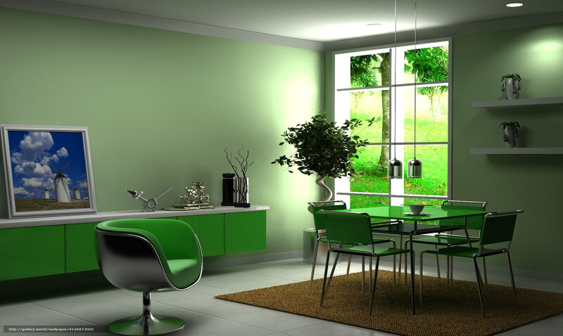 Green Dining Room Interior — Serene