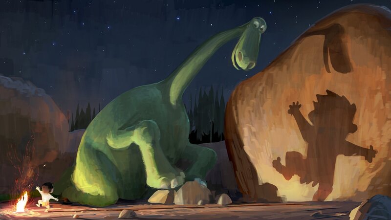 Green Dinosaur and Child