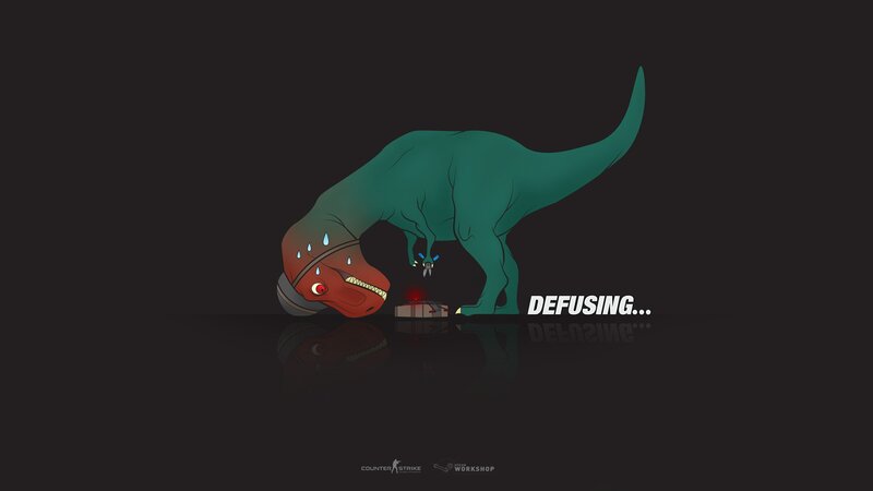 Green Dinosaur Defusing Bomb