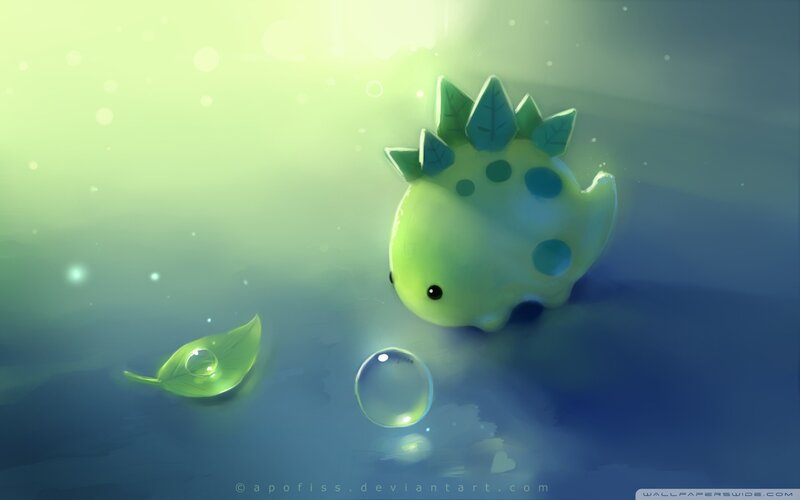 Green Dinosaur Figurine — Serene, Digital Art, Leaf