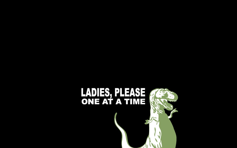 Green Dinosaur Illustration — Black