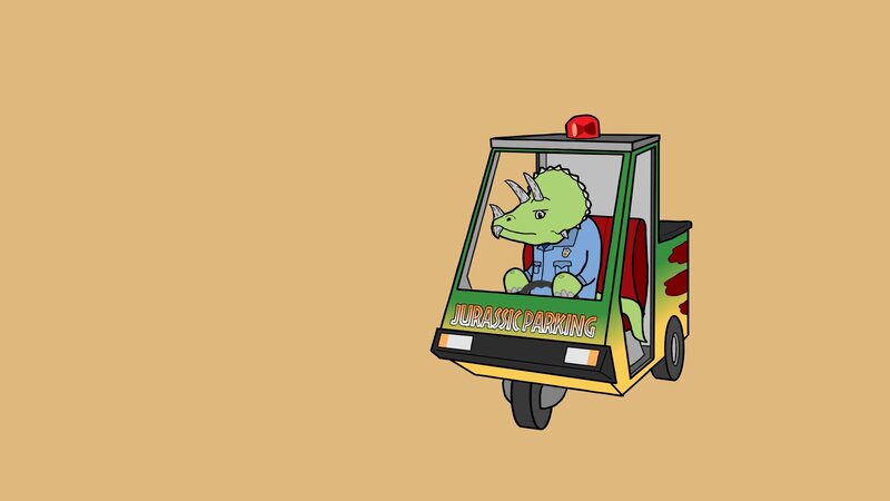 Green Dinosaur in Car — Tan