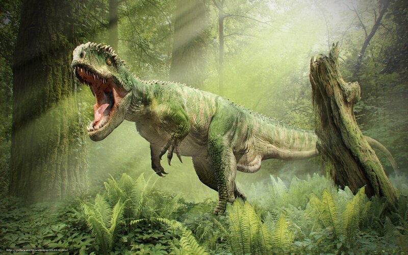 Green Dinosaur in Forest