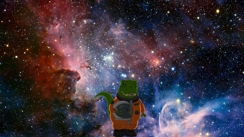 Green Dinosaur in Space Suit