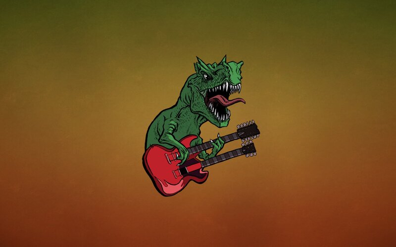 Green Dinosaur Playing Guitar