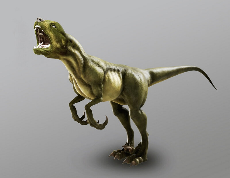 green dinosaur roaring