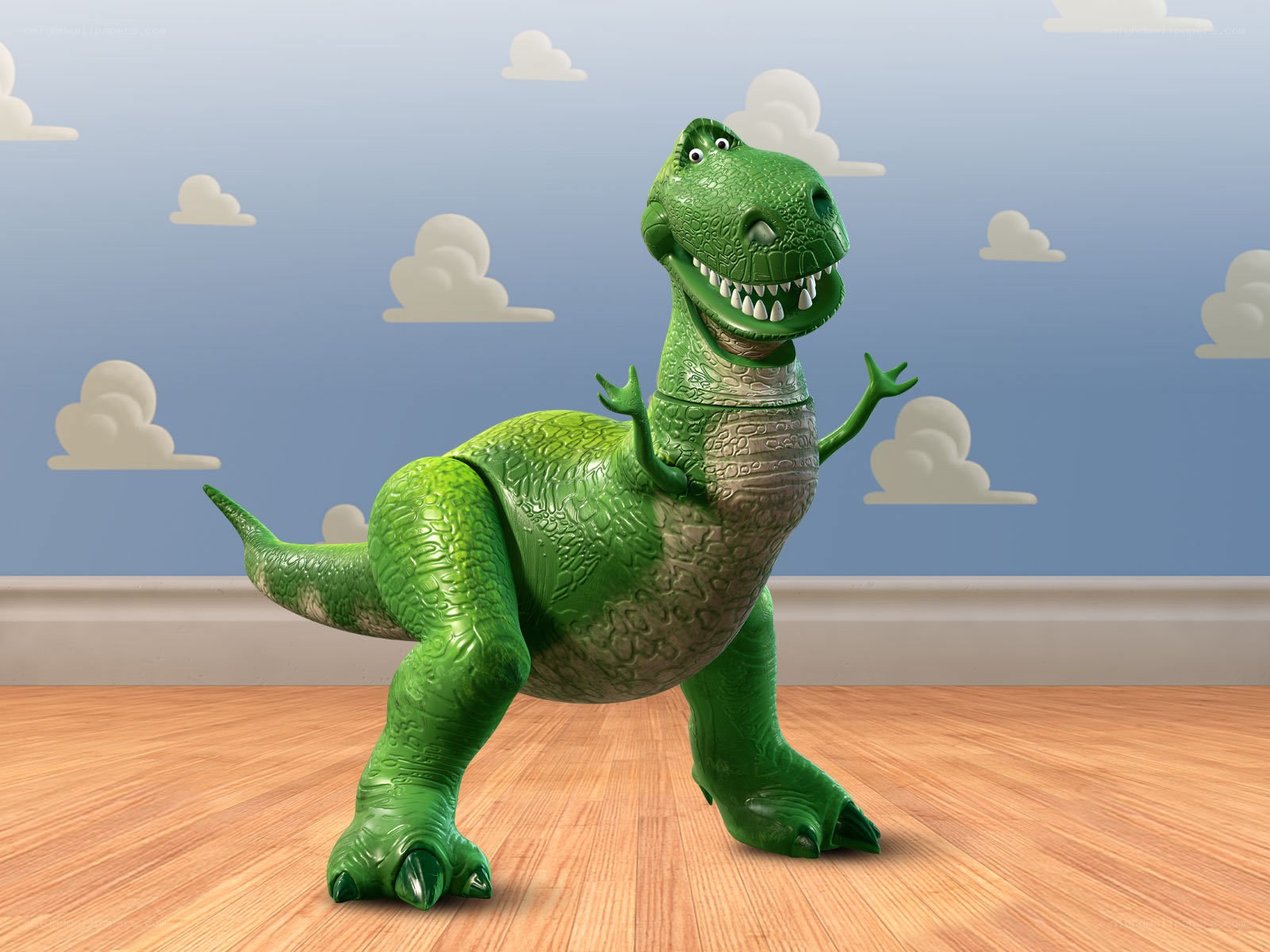 Green dinosaur toy standing