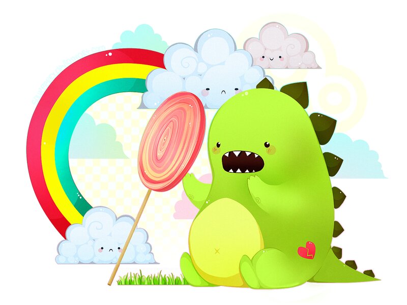 Green Dinosaur with Lollipop
