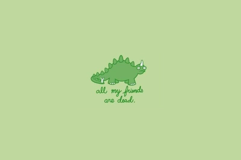 green dinosaur with sad quote