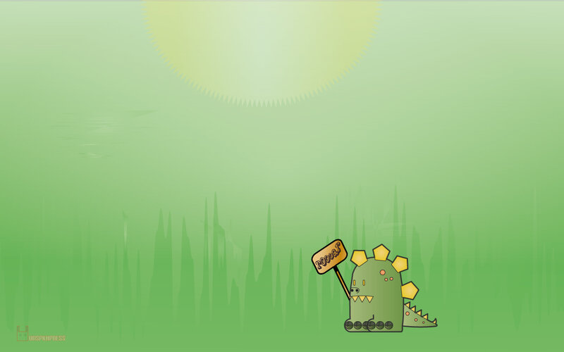 green dinosaur with sign