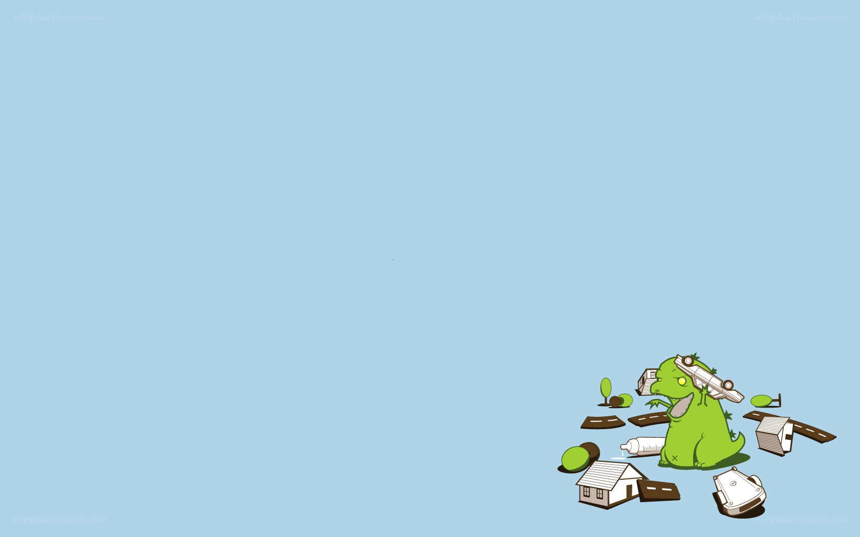 green dinosaur with toys