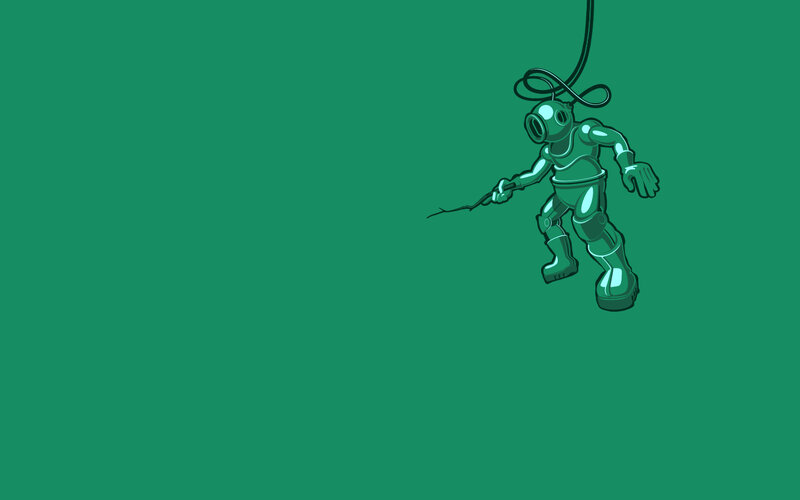 green diver illustration
