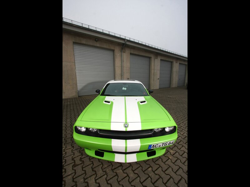 green dodge challenger car