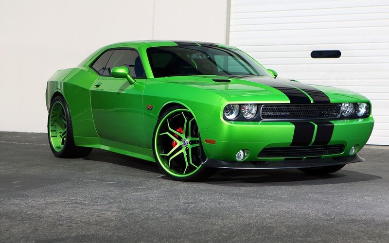 Green Dodge Challenger — Dramatic, Afternoon, Photograph