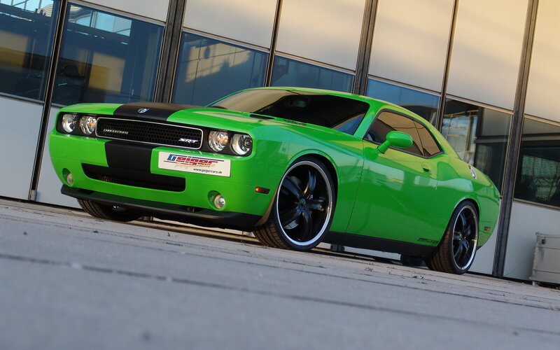 Green Dodge Challenger — Dramatic