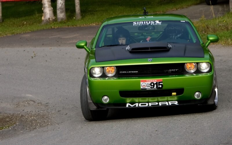 Green Dodge Challenger — Dynamic, Afternoon