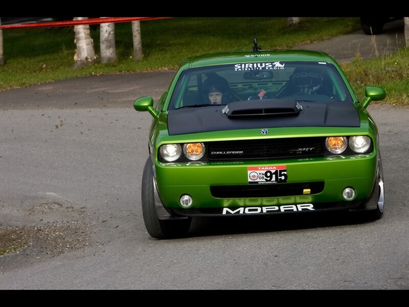Green Dodge Challenger — Dynamic, Photograph, Driver
