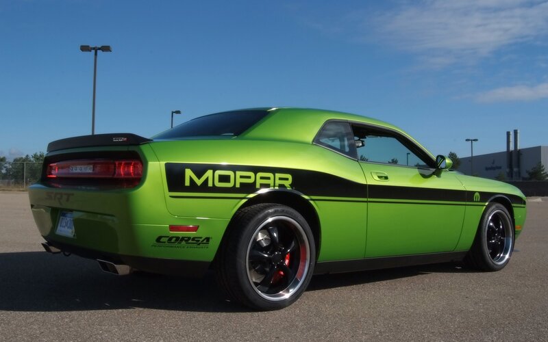 Green Dodge Challenger — Lime Green, Clear