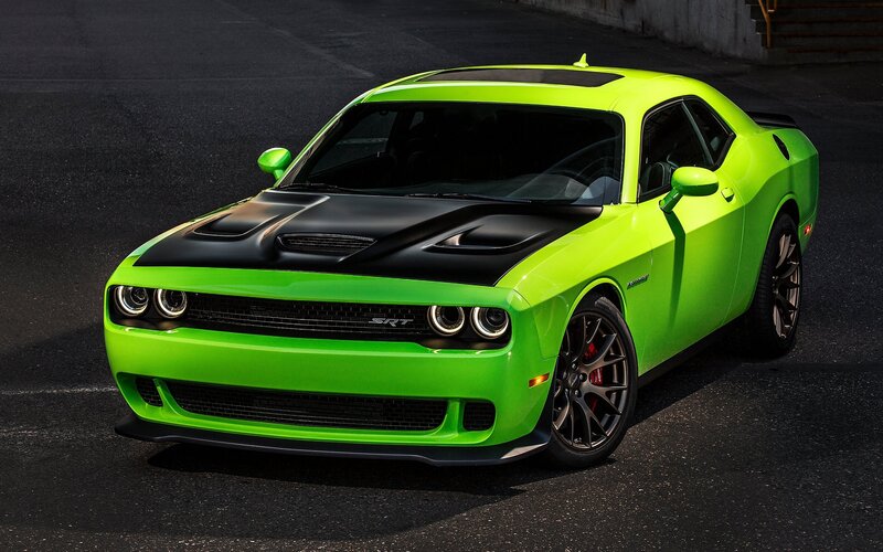 Green Dodge Challenger — Lime Green, Dramatic, Photograph
