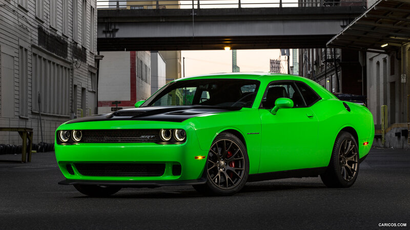 Green Dodge Challenger — Lime Green, Dramatic