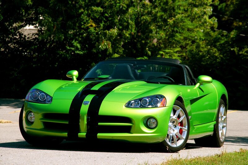 Green Dodge Viper sports car