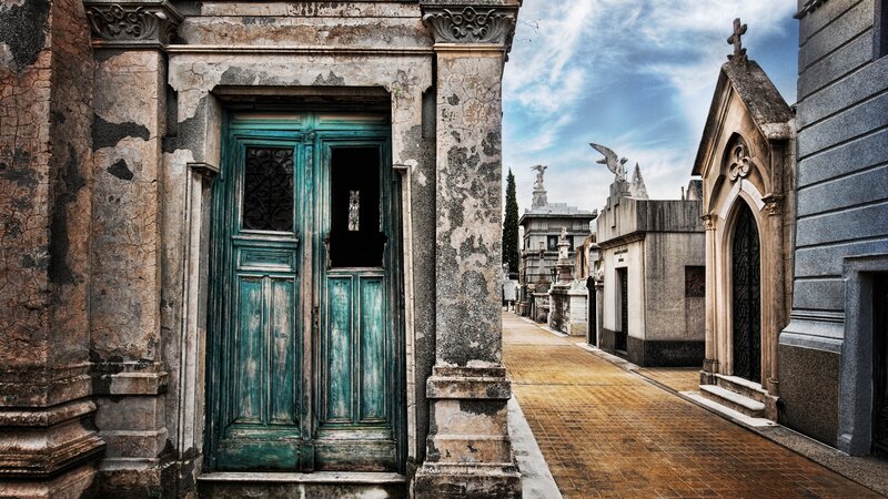 Green Door in Cemetery