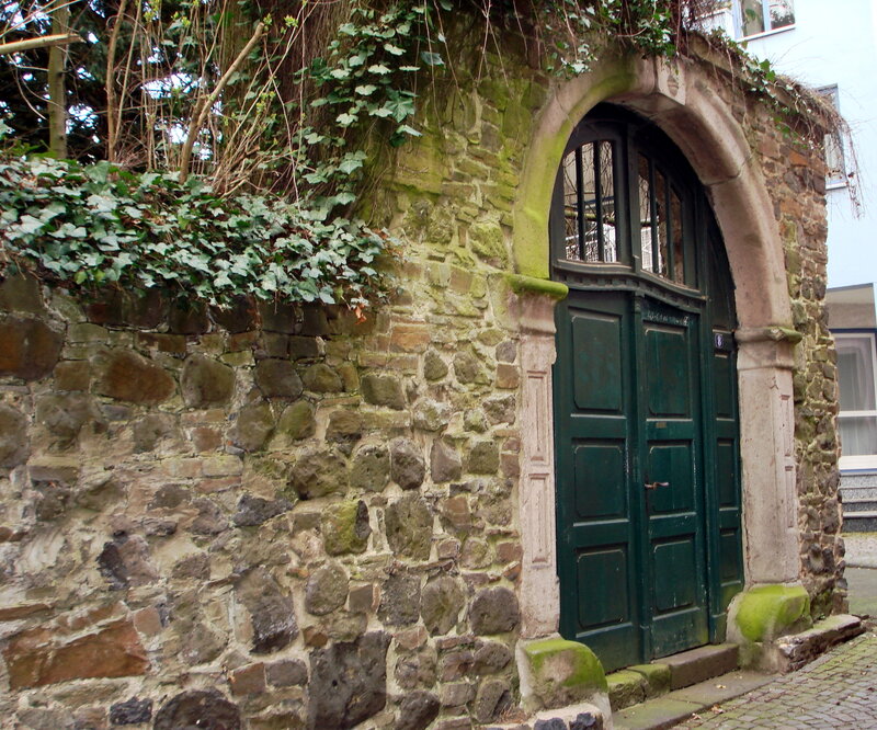 Green Door in Stone Wall