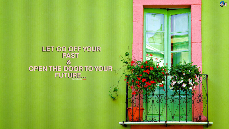 Green Door with Flowers — Calm