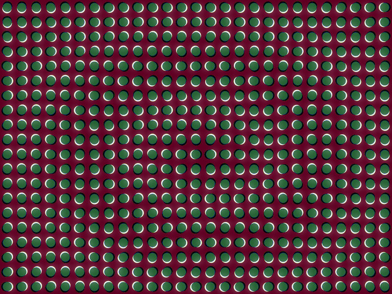 green dots on maroon background