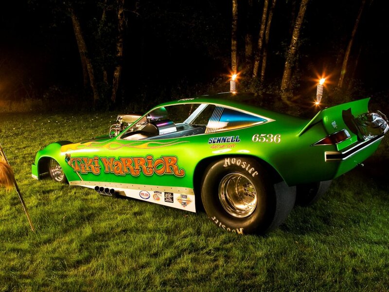 Green Drag Racing Car — Dramatic